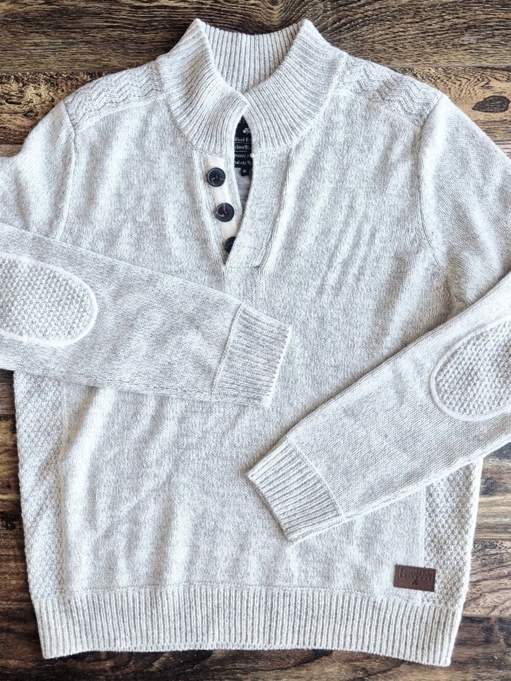 NWoT Emerald Isle Knitwear Galway Fishermen Sweater Elbow-Patch Wool Blend